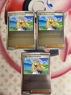3x Lillie's Determination Reverse Holo Playset 119/132 Mega Evolution Pokemon - Image 1