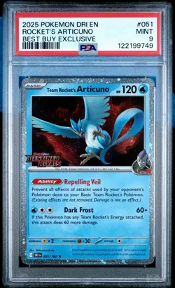 2025 POKEMON DRI EN-DESTINED RIVALS #051 TEAM ROCKET'S ARTICUNO PSA 9 - Image 1