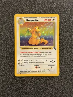 1999 Pokemon TCG Dragonite Fossil Holo #4 MP - Image 1