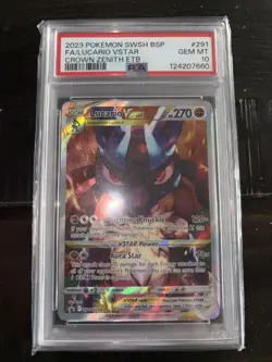 2023 Pokemon TCG Lucario VSTAR SWSH291 Crown Zenith ETB Promo Card PSA 10 GEM MT - Image 1