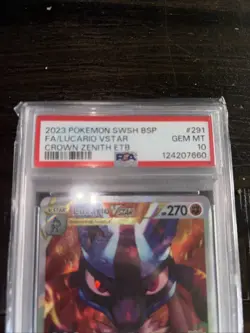 2023 Pokemon TCG Lucario VSTAR SWSH291 Crown Zenith ETB Promo Card PSA 10 GEM MT - Image 2