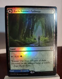MTG Barkchannel Pathway Tidechannel Pathway Foil Kaldheim LP X1 Magic Gathering - Image 1