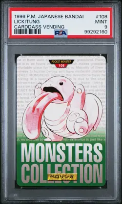 1996 POKEMON JPN BANDAI CARDDASS VENDING #108 LICKITUNG PSA 9 - Image 1
