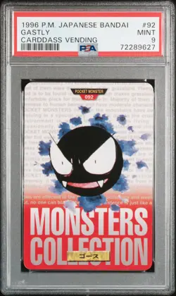 1996 POKEMON JPN BANDAI CARDDASS VENDING #92 GASTLY PSA 9 - Image 1