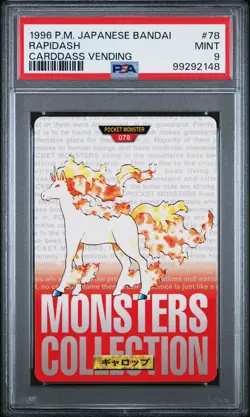 1996 POKEMON JPN BANDAI CARDDASS VENDING #78 RAPIDASH PSA 9 - Image 1