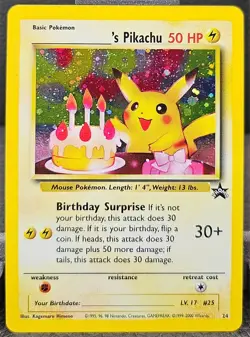 2000 POKEMON PROMO BLACK STAR #24 BIRTHDAY _____'s PIKACHU-HOLO (LP-MP) - Image 1
