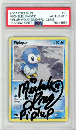 PSA Signed Michele Knotz Piplup 93/130 Holo Pokemon Diamond & Pearl 2007 - Image 1