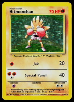 Wizards Pokemon Hitmonchan Base Set 7/102 Holo 1999-2000 4th Print UK Print HP - Image 1