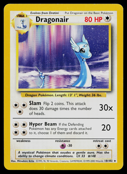 Pokemon WoTC 1999-2000 4th Print UK Base Set Unlimited Dragonair 18/102 HP - Image 1