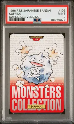 1996 Pokemon Japanese Bandai Carddass Vending Red Koffing #109 PSA 9 Mint - Image 1