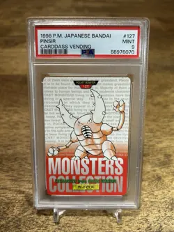1996 POKEMON JPN BANDAI #127 PINSIR CARDDASS VENDING RED PSA 9 MINT - Image 1