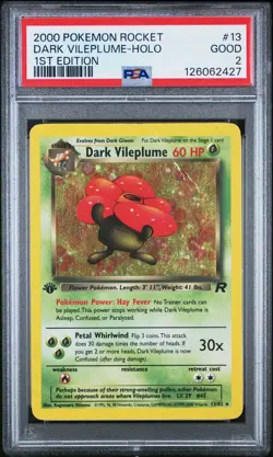 PSA 2 Dark Vileplume 1st Edition Team Rocket 13/82 Holo 2000 Pokemon WoTC Good - Image 1