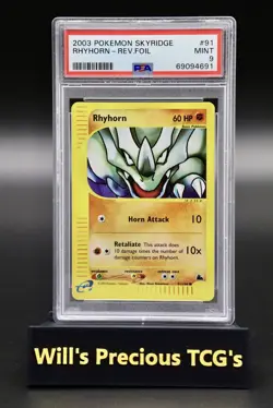 PSA 9 Rhyhorn 91/144 Skyridge 2003 Reverse Holo Pokemon Card E-Series WOTC - Image 1