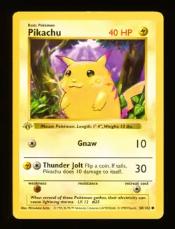 Pikachu - 58/102 - Base Set - 1st Edition Shadowless - Pokemon Card - Image 4