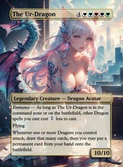 The Ur Dragon Custom Anime Art MTG Commander EDH Fan-Made Card V2 - Image 1