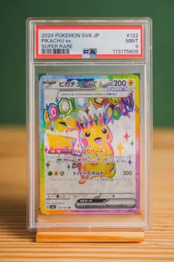 2024 Pokemon Japanese Pikachu ex SR SV8 PSA 9 MINT #122 - Image 1
