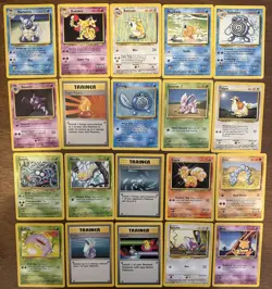 Base Set Lot of 20 Uncommons/Commons, No Duplicates - Vintage Pokemon TCG Cards - Image 1