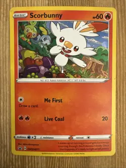 Pokemon TCG Scorbunny SWSH Black Star Promo SWSH071 Holo Promo MP - Image 1