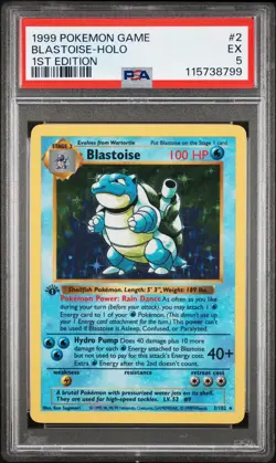1999 Pokemon Blastoise 2 Base Set 1st Edition Shadowless Holo PSA 5 NEW CERT - Image 1