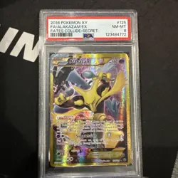 PSA 8 Alakazam EX 125/124 English Pokemon XY Fates Collide Secret Rare Full Art - Image 1
