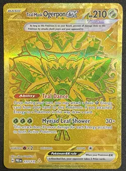 2025 Pokemon TCG Prismatic Evolutions Gold Teal Mask Ogerpon Ex 177 /131 Holo - Image 1