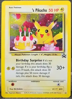 2000 POKEMON PROMO BLACK STAR #24 BIRTHDAY ______'s PIKACHU-HOLO (LP) - Image 1