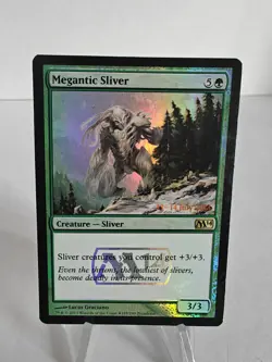 Magic the Gathering MTG M14 Prerelease Promo MEGANTIC SLIVER Foil NM - Image 1