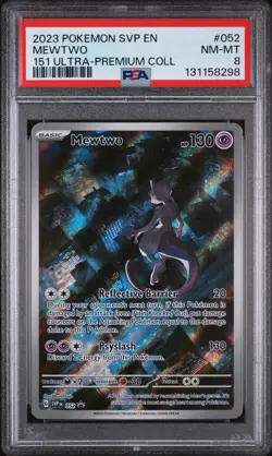 2023 POKEMON SVP EN-SV BLACK STAR PROMO 052 MEWTWO 151 UPC PSA 8 - Image 1