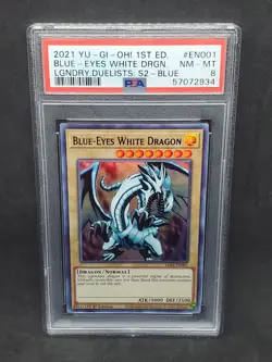 Yugioh PSA 8 NM-MT Blue-Eyes White Dragon (Blue) LDS2-EN001 1st Ed. Ultra Rare - Image 1