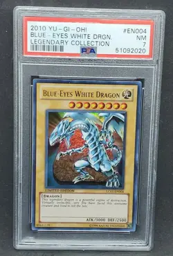 Yugioh PSA 7 NM Blue-Eyes White Dragon LC01-EN004 Ultra Rare Legendary Coll. - Image 1