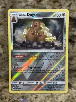 Alolan Dugtrio 87/149 Reverse Holo Pokemon Card - Sun & Moon - NM - Image 1