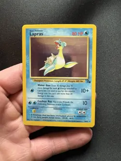 Incomplete “Mirror” Holo Error Pokemon Card Lapras Fossil Holo 10/62 Rare - Image 1