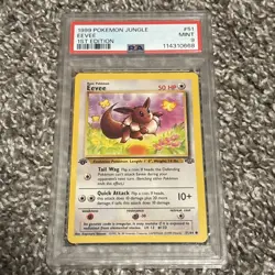Pokemon TCG Eevee 1st Edition Jungle, Card 51/64, WOTC, PSA 9 Mint - Image 1