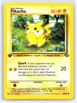 Pikachu 60/64 1st Edition Jungle Pokemon Card LP - Image 1