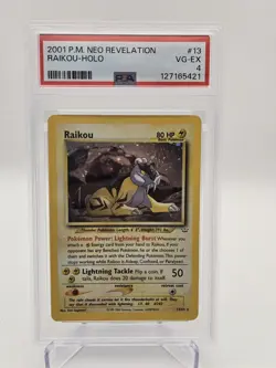 2001 Pokemon Neo Revelation Raikou Holo Card #13 VG-EX PSA 4 - Image 3