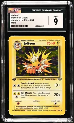 Jolteon 4/64 1st Edition Holo Pokemon Jungle CGC 9 Mint - Image 1
