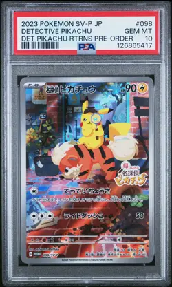 2023 POKEMON JPN SV-P PROMO #098 DETECTIVE PIKACHU PSA 10 - Image 1