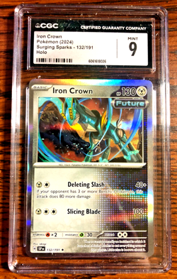 Iron Crown Holo Rare #132 - CGC MINT 9 - 2024 SV Surging Sparks - Pokemon TCG - Image 1
