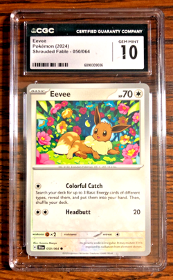 Eevee Regular Common #050 - CGC GEM MINT 10 - 2024 Shrouded Fable - Pokemon TCG - Image 4