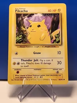 Pikachu 058/102 Base Set Regular Pokemon TCG LP Vintage - Image 1