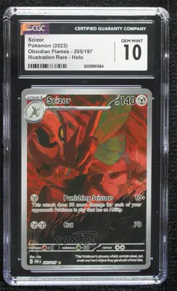 Scizor Illustration Rare Pokemon SV03: Obsidian Flames (OBF) CGC 10 Gem Mint - Image 1