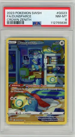 2023 Pokemon Sword & Shield Crown Zenith Dunsparce Full Art #GG23 PSA 8 - Image 1
