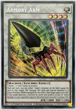 HAC1-EN176 Armory Arm - Secret Rare 1st Edition Near Mint YuGiOh Card - Image 1