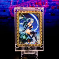 Hatsune Miku Mech Gold Metal Framed Card Jewel Encrusted Serial No. 31/100 CV01 - Image 1