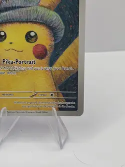 Pikachu Van Gogh Pika Portrait Gray Hat Custom Fan Art Paper Card for Display - Image 3