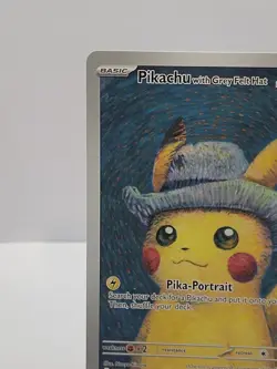 Pikachu Van Gogh Pika Portrait Gray Hat Custom Fan Art Paper Card for Display - Image 5