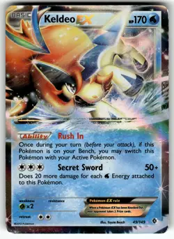Keldeo EX 49/149 Boundaries Crossed HP Pokemon Card TCG - Image 1