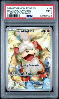PSA 9 Hisuian Growlithe 181/167 Twilight Masquerade IR Holo Pokemon Card - Mint - Image 1