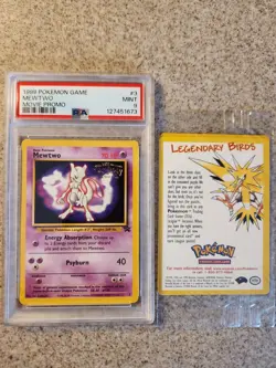 PSA9 Mewtwo #3 1999 WB Movie Black Star Promo Pokemon Card w/FREE Promo SEALED - Image 1