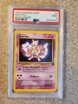 PSA9 Mewtwo #3 1999 WB Movie Black Star Promo Pokemon Card w/FREE Promo SEALED - Image 2